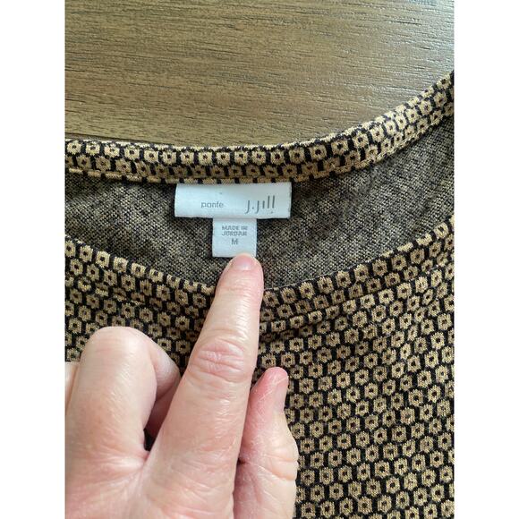 J. Jill 2 piece Brown Dotted 3/4 Sleeve Knee Length Skirt Outfit Size M - Picture 5 of 5